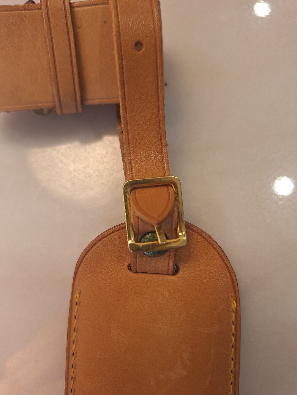 Louis Vuitton Tan Leather Luggage Tag EUC - Picture 5 of 5